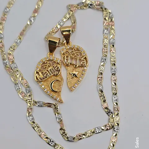 MAMA & HIJA  cadena tres colores ORO LAMINADO eleganteMOTHER'S DAY beautiful chain heart Mama Hija