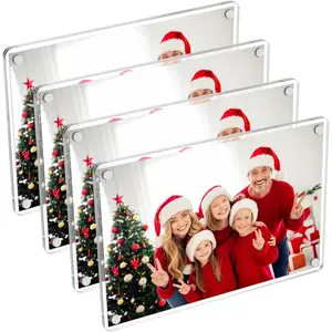 4 Pack 4x6 In  Fridge  Frame, Photo Picture Frames, Double Sided Photo Refrigerator  Picture Frame, Clear Picture Display Frame