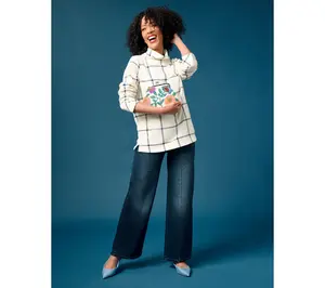 Warp & Weft NCE Jet-Stretch Wide-Leg Jeans with Front Seam