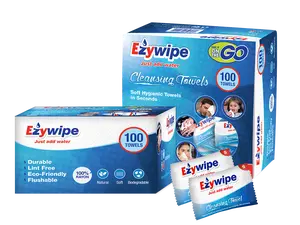 Ezywipe 100 Wrapped Expandable Wipes Reusable Coin Tissue Towel for Travel, Camping, Hiking, Makeup Remover, Hand Wipes Super Absorbent Hypoallergenic