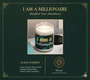 I Am a Millionaire Money Manifestation Candle 9oz Scented Soy Candle for Abundance & Prosperity Eco-Friendly Non-Toxic 50-60 Hour Burn Time Co-Creation Ritual candlemelts