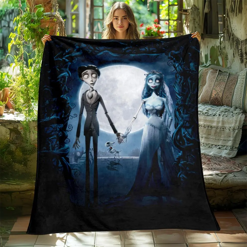 Film Tim Burton's Corpse Bride Printing Large Sofa Soft Warm Flannel Throw Blankets Creative Camping Outdoors,Bed sheep blanket