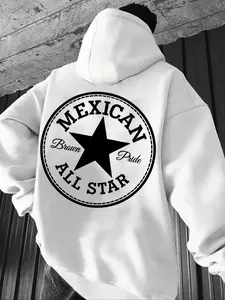 Men's Mexican Theme Hooded Sweatshirt, Proud Chicano Clothing Long Sleeve Pullover, Front Pocket, Fall & Winter Casual Wear, Casual Pullover Hoodies
