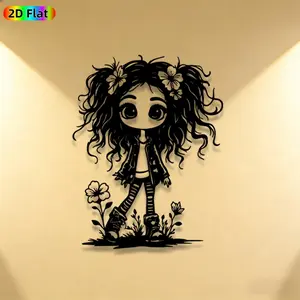 1pc Flower Girl Silhouette Metal Wall Art, Boho Flower Child Statue Mural, Boho Decor, Intricate Craftsmanship, Perfect for Easter, Housewarming Decor, Perfect for Bedroom Studio Garden Fence Decor, Ideal Gift for Boho Style Enthusiasts.