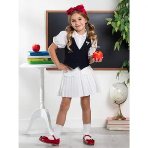 Classic Navy Girls Bow Pin Vest by Kids Couture