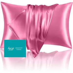 Mulberry Silk Pillow Cases Standard Size with Hidden Zipper, Ultra Smooth and Soft Breathable Cooling Silk Satin Pillowcase for Hair and Skin, Gifts for Women Men (Berry Red, 20x26 Inches, 1 Pack)