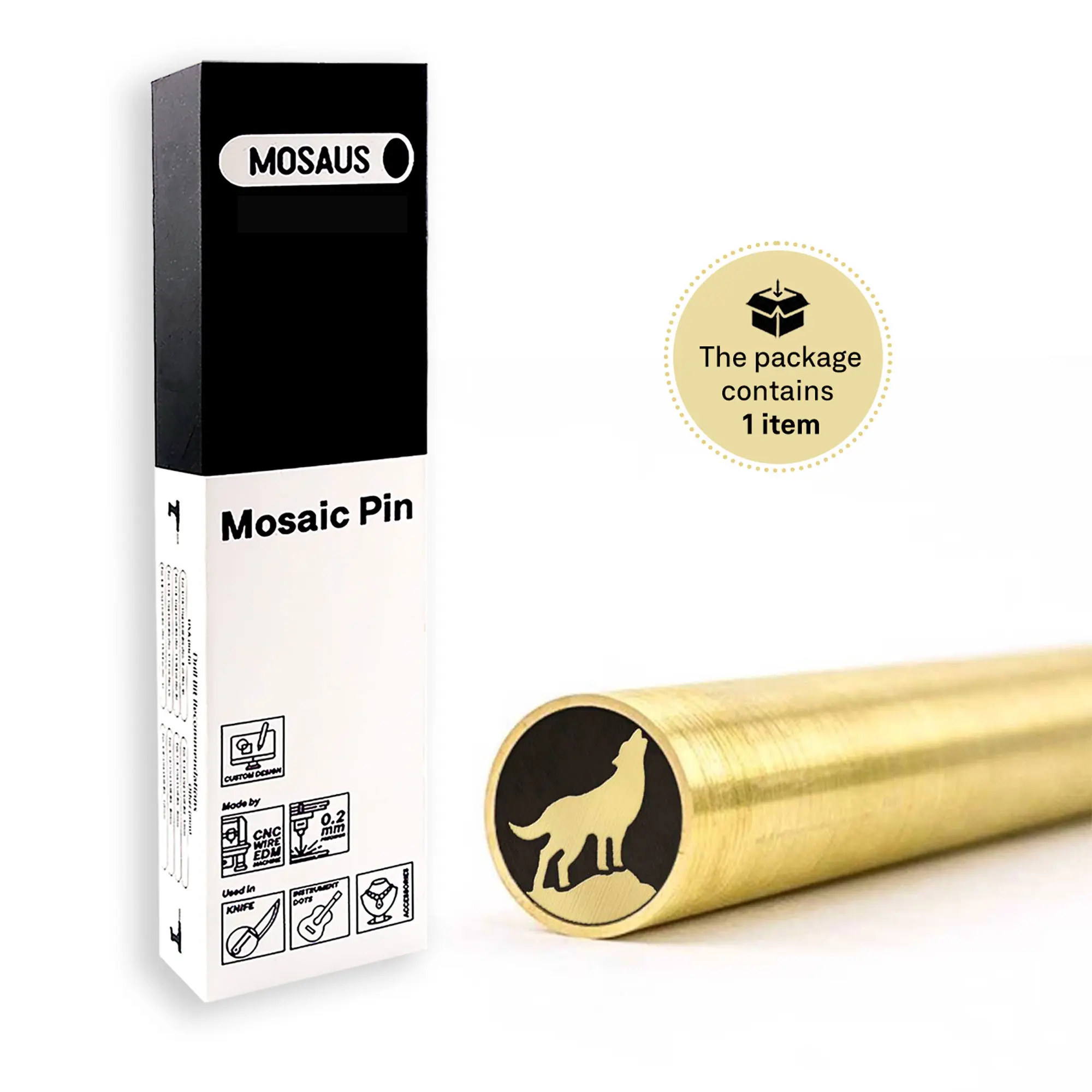 MOSAUS Mosaic Pin for Knife | Wolf | Brass or Stainless | Decorative Brass Knife Handle Pins
