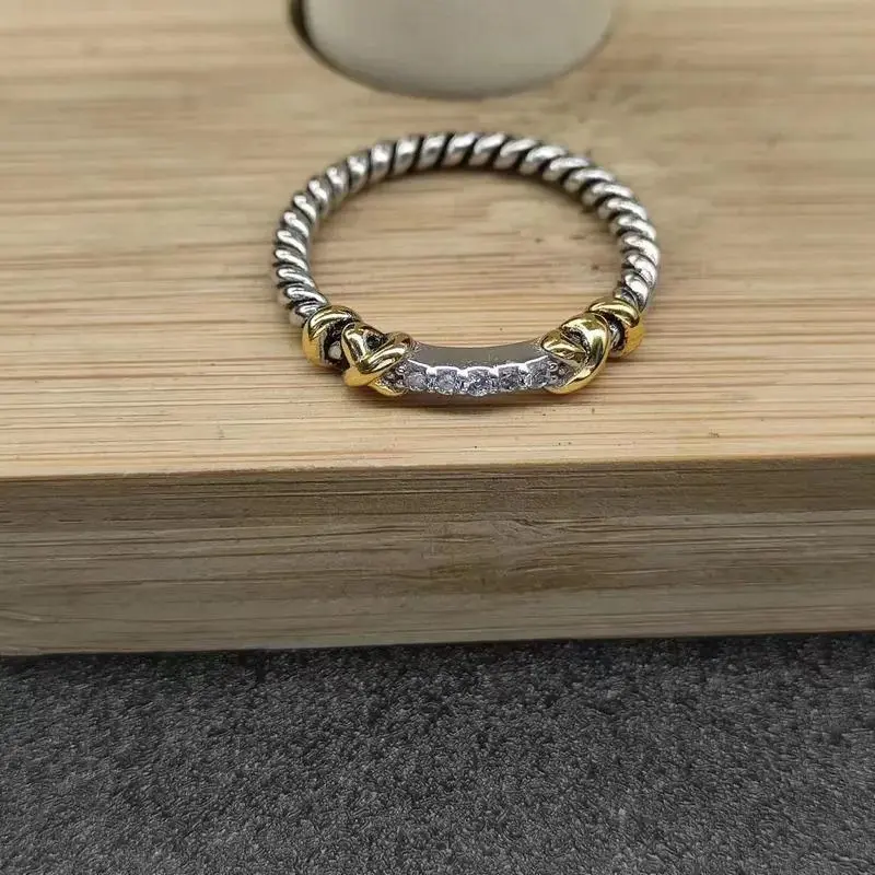 S925 Sterling Silver Gold Wire Edging Ring - 925 Stamp, Classic Band, Circle Chain, Alternative Style, Contemporary Statement, Neutral Temperament Simple Retro Luxury Fashion Jewelry, Circle Chain Rings, Classic Band Rings