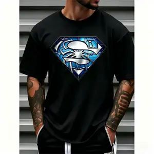 Hero-Themed Men's Plus-Size Casual Crew Neck T-Shirt - Short Sleeve with Hero Graphic Print| The Perfect Choice for Spring/Summer Daily Wear| Fun Text Design| Comfortable Fit| Fan Apparel| A Great Gift for Him or Her| Size Range: Plus Sizes M–5XL