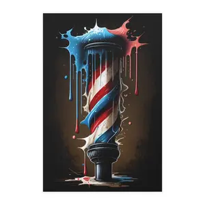 [Sale off up to 50%] Drip Art Barber's Pole Poster - Modern Twist on a Classic Symbol - Gift for friend