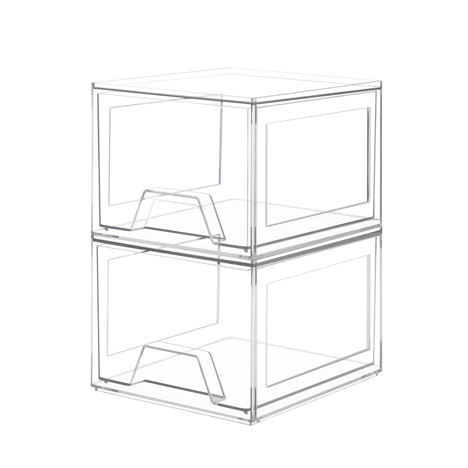 Damomo 2 Pack Stackable Organizer Drawers Clear Bathroom Makeup Organizer and Storage Acrylic Plastic Organizers Bins for Vanity Undersink Bathroom Pantry Kitchen Cabinets