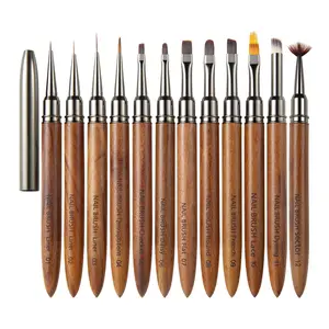 Wooden Nail Art Brush Set, 12pcs/set Professional Nail Art Brush, Nail Art Tool For Women & Girls, Manicure & Pedicure Tool, Nail Manicure Kit