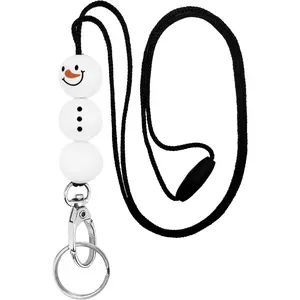 Teacher Lanyards with C for ID Badges and Keys Neck Lanyard Fashion Silicone Bead Lanyard Badge Lanyards Keychain Long Durable Neck Lanyard Strap Cruise Lanyards