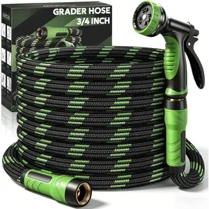 NON-EXPANDABLE Garden Hose 25 FT, Heavy Duty Steel Metal Flexible Water Hose with 10-Function  Nozzle, Durable Fabric , No Kinks & Leak-Proof with Upgraded Handle