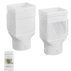 VEVOR Gutter Downspouts, Downspout Diverter Rainwater Collection System Fits for 2x3 or 3x4 Inch Standard Inlet and 4inch Outlet, Flexible Rain Water Barrel Kit with Mesh Screen Transparent, White