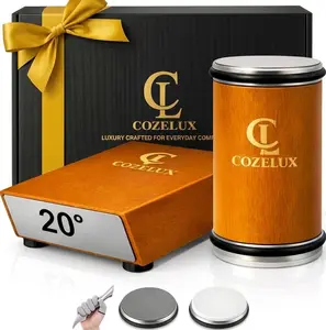 Rolling Knife Sharpener Kit – 400 & 3000 Grit Diamond & Ceramic Discs, 15° & 20° Magnetic Angle Guide knife sharpening kit, High Carbon StainlessSteel with Beech Wood Base knife sharpeners