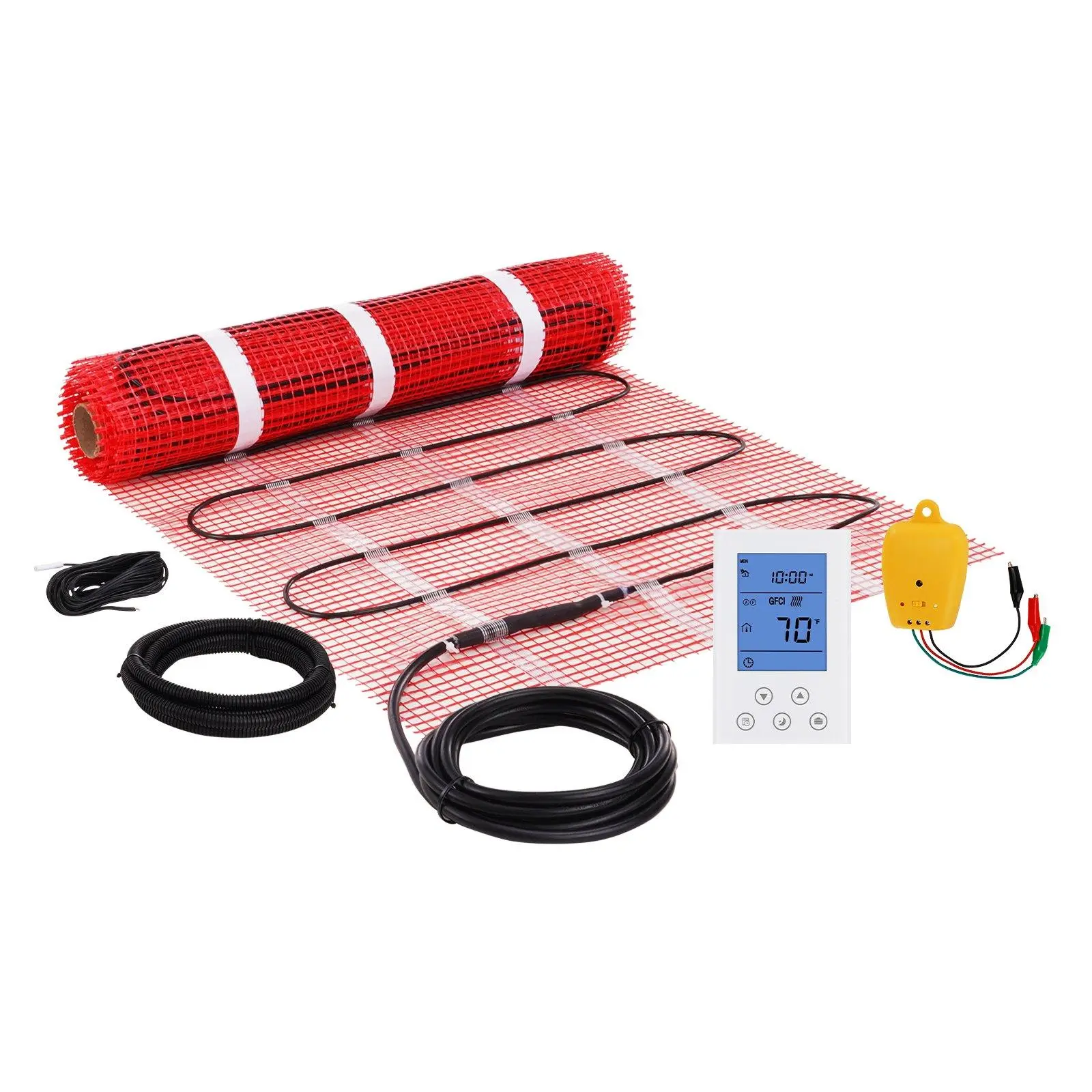 【summerfinds】VEVOR Floor Heating Mat,  , 20 Sq. ft, Electric Radiant In-Floor Heated Warm System with Digital Floor Sensing Thermostat, Includes Installation Monitor, Adhesive Back for Easy Installation on The Floor
