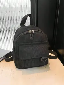 Flannel Mini Backpack, Y2K Style Portable Solid Color Bag, Phone Pouch, Key Holder, Lightweight Casual Multifunctional Bag