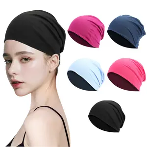 5-Pack Unisex Stretchy Slouchy Beanie Hats, Breathable Polyester Knit Headwear for All Seasons, Festive Holiday Theme, Chemo Cap, Hand Wash Only Turban Hijab Scarf