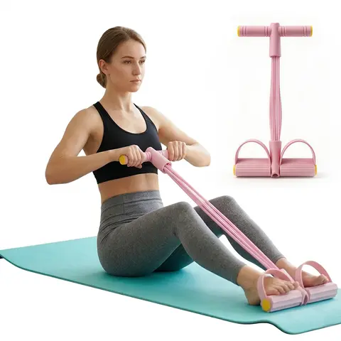 Durable Unisex 6-Tube Adjustable Resistance Bands Set with Elastic Yoga Pedal Puller, Core Pulls Home Workout Equipment for Abdominal Training, Beginner Workout Routine & Resistance Band Exercises