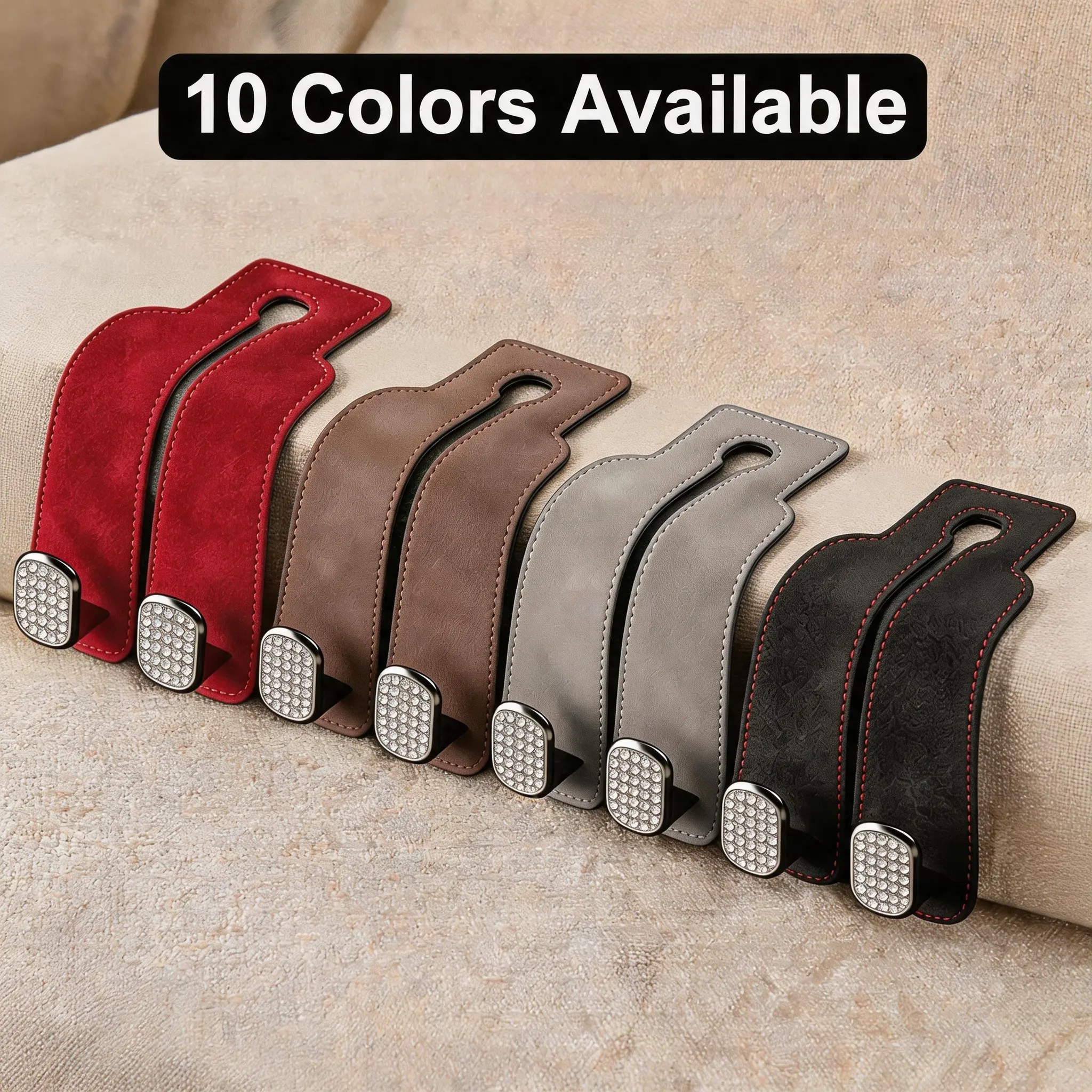 Car Seat Headrest Hook, Car Hooks for Purses and Bags, Purse Holder for Car,  Car Hook for Kids' Toys Hats Masks Sunglasses,  Leather Car Seat Back Storage Hook Double Hook Car Seat Hangers Organization Accessories