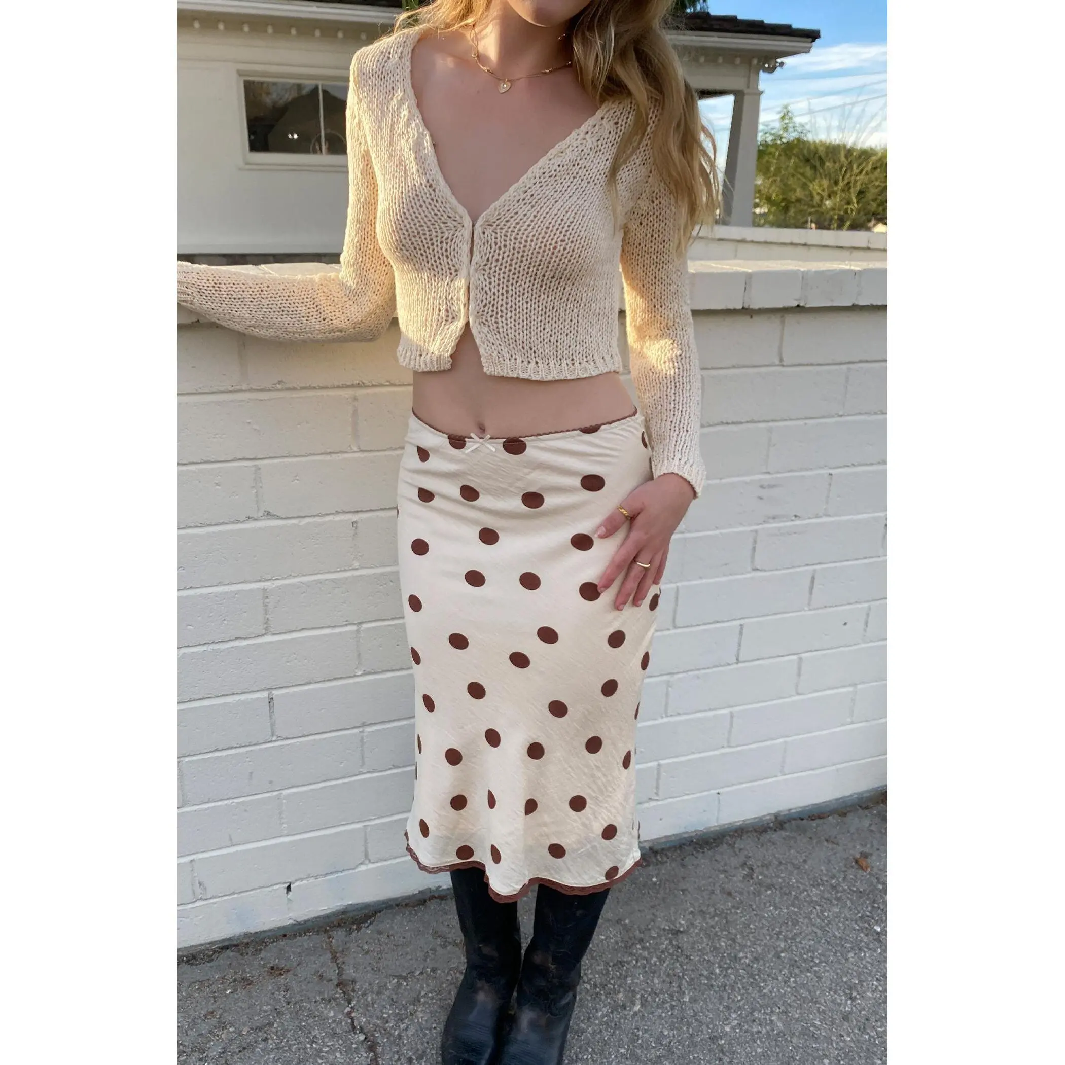 Polka Dot Midi Skirt