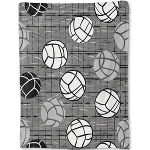Monochrome Volleyball Flannel Blankets - Black, White, and Gray Balls Throw,Gifts For Women Men & Sport Lovers, Ultra Soft & Warm,Lightweight 60x60in