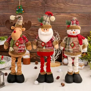 Christmas Stretchable Figurine Display Piece, Santa Claus Snowman Standing Doll, Holiday Decoration, Festive Ornament