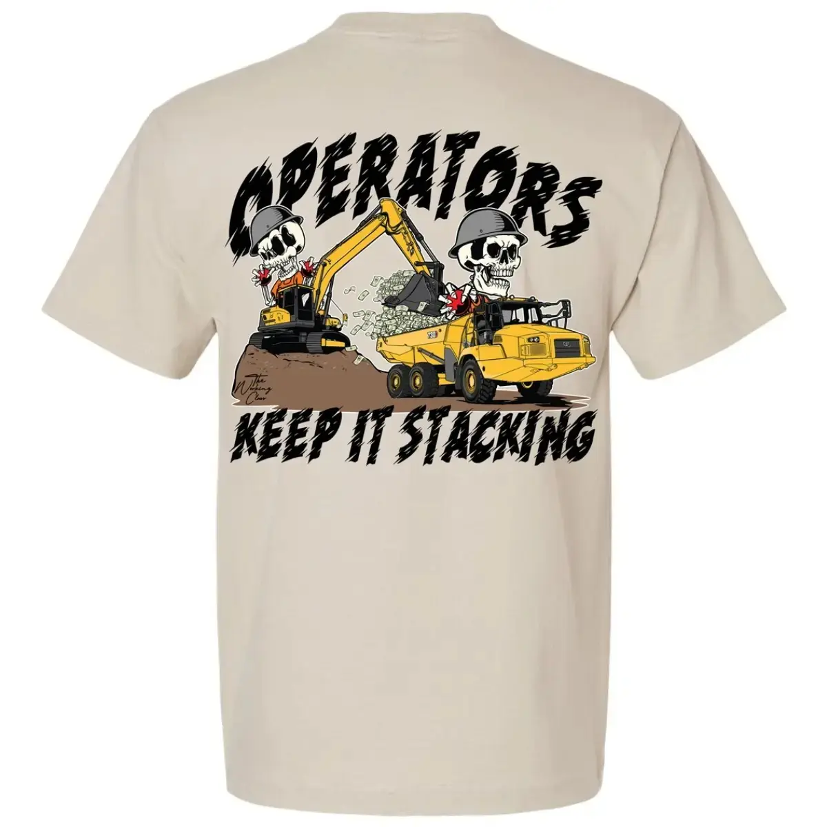 Operators Keep It Stacking T-Shirt, Heavy Equipment Operator Graphic Tee, Excavator Dump Truck Worker Shirt, Blue Collar Workwear, Construction Crew Gift for Men, Skull Work Tee, Unisex Tops