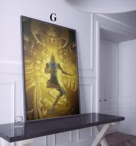 Hisoka Anime Poster, Hunter X Hunter Wall Art, Nen Power Gold Glow Prints, Cool Anime Aesthetic Decor For Gamer Room, without framed