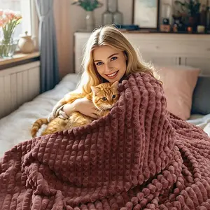 ROSEKIND Paper Cutting Grid  Super Soft Throw Blanket 3D Checkered Design Lightweight Fuzzy Cozy Blankets for Sofa Chair Bed Ideal Gift for Lovers Women Men Friends Pets,Cloud Soft Knit for Instant Cool Relief