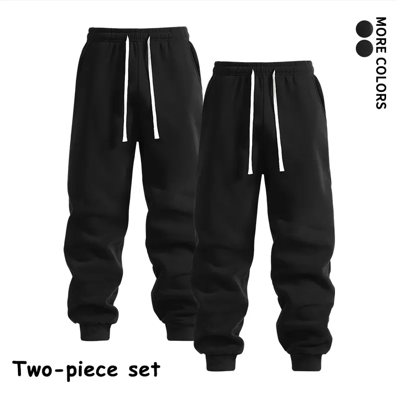 Men’s Clothing 2-Pack Drawstring Jogger Sweatpants - Black, Relaxed-Fit Casual Trousers with Adjustable Waist & Cuffed Ankles, Ideal for Indoor Lounging & Short-Distance Travel | #SohoChic Wardrobe Refresh
