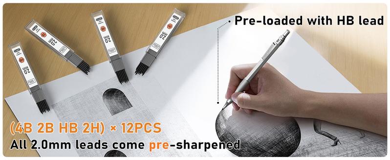 back to school sale!!!Four Candies Metal Mechanical Pencil Set, 3PCS Art Drafting Pencils 0.5, 0.7, 0.9MM & 2PCS 2MM Mechanical Drawing Pencils with 420PCS Leads (4B 2B HB 2H Color) for Writing Sketching Drawing back to school sale!!!Four Candies Metal Mechanical Pencil Set, 3PCS Art Drafting Pencils 0.5, 0.7, 0.9MM & 2PCS 2MM Mechanical Drawing Pencils with 420PCS Leads (4B 2B HB 2H Color) for Writing Sketching Drawing