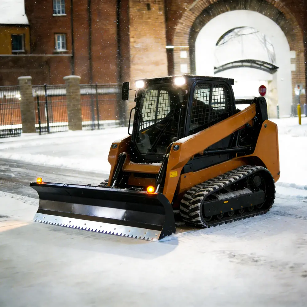 LANDY 72" Width Heavy-Duty Quick Attach Skid Steer Snow Pusher-Dozer Blade Combo Attachment, 24" Height Shovels, 34" Depth, 545.7lb, 45-60 HP, Shock Absorber, 1/8" Thick Blade, Universal Hookup, 79.4x37.2x32.3in, for Snow & Earth Removal, Universal Skid S