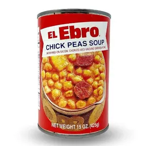 El Ebro Traditional Canned Instant Chickpeas, 15 oz Garbanzo Beans Stew, Food Item That Serves 2