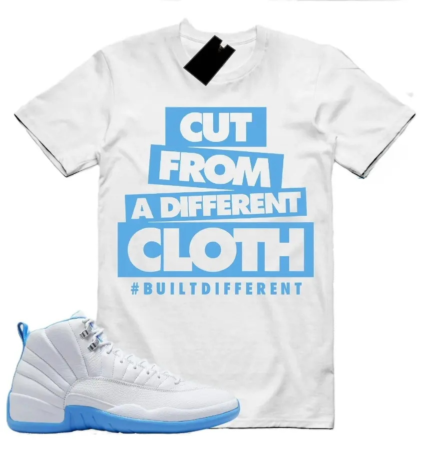12 Melo White Carolina Blue T Shirt Match CLOTH, Melo 12s Shirt, Gildan 5000 Unisex T shirt, Classic Fit Casual Short Sleeve Tee, Menswear