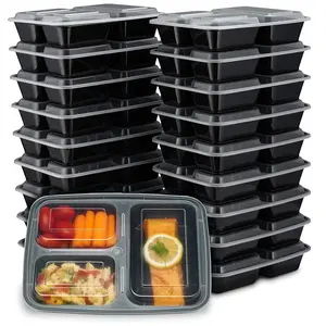 33.8 oz Meal Prep Containers, 3 Compartments Food Containers with Lids