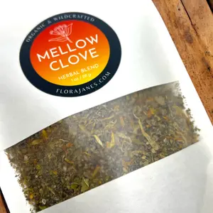 Flora Jane's Mellow Clove Herbal Blend - Mullein, Red Raspberry Leaf, Skullcap, Marshmallow Leaf, Calendula, Clove Powder - For Tea, Bath Soak, Potpourri and More - Organic and Wild Harvested