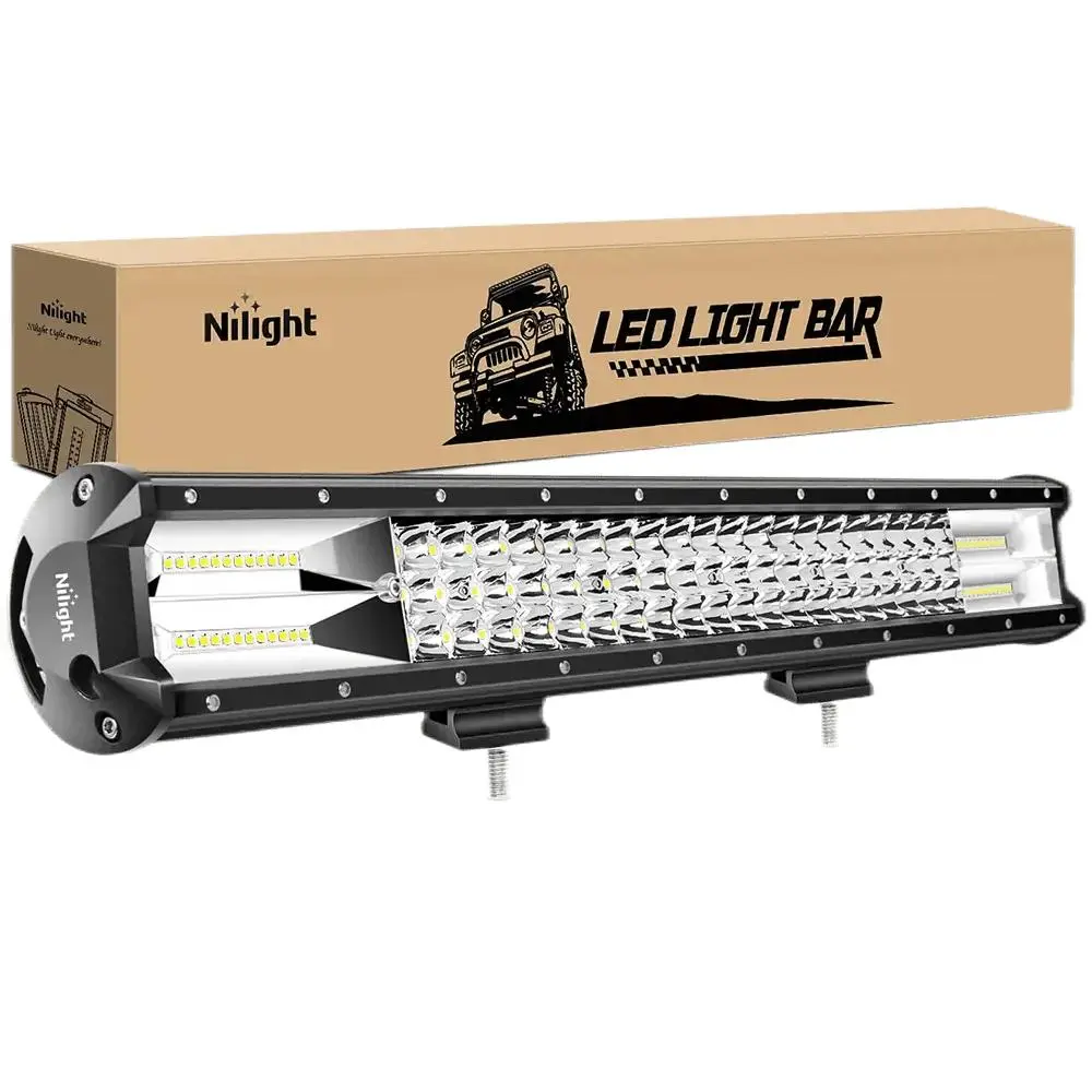 Nilight 26-Inch 297W Die-Cast Mountable Triple Row Spot-Flood LED Work Light Bar, LED Lights Car for Automotive & Motorcycle, Light Bar Car