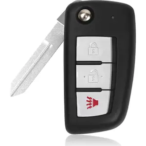 Key Fob   Nissan Rogue 2014 2015 2016 2017 2018 2019 Car, 3-Button Flip Remote Replacement, Keyless Entry Uncut Ignition Accessories, FCC ID: CWTWB1G767, Replace H0561-4BA1A, H0561-4BA1B, 434MHz