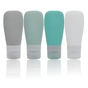 Silicone Travel Bottles, Leak Proof Squeezable Refillable Travel Accessories Toiletries Containers Travel Size Cosmetic Tube for Shampoo Lotion Soap Liquids (2oz Grey/blue/white/green)