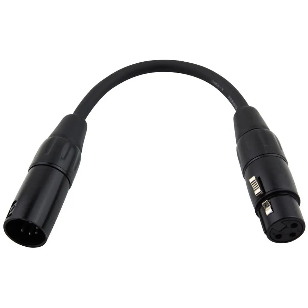 Pig Hog 6" Durable DMX Adapter, Transparent 5-Pin Male to 3-Pin Female XLR Connector for Electronic Device Stable Connection