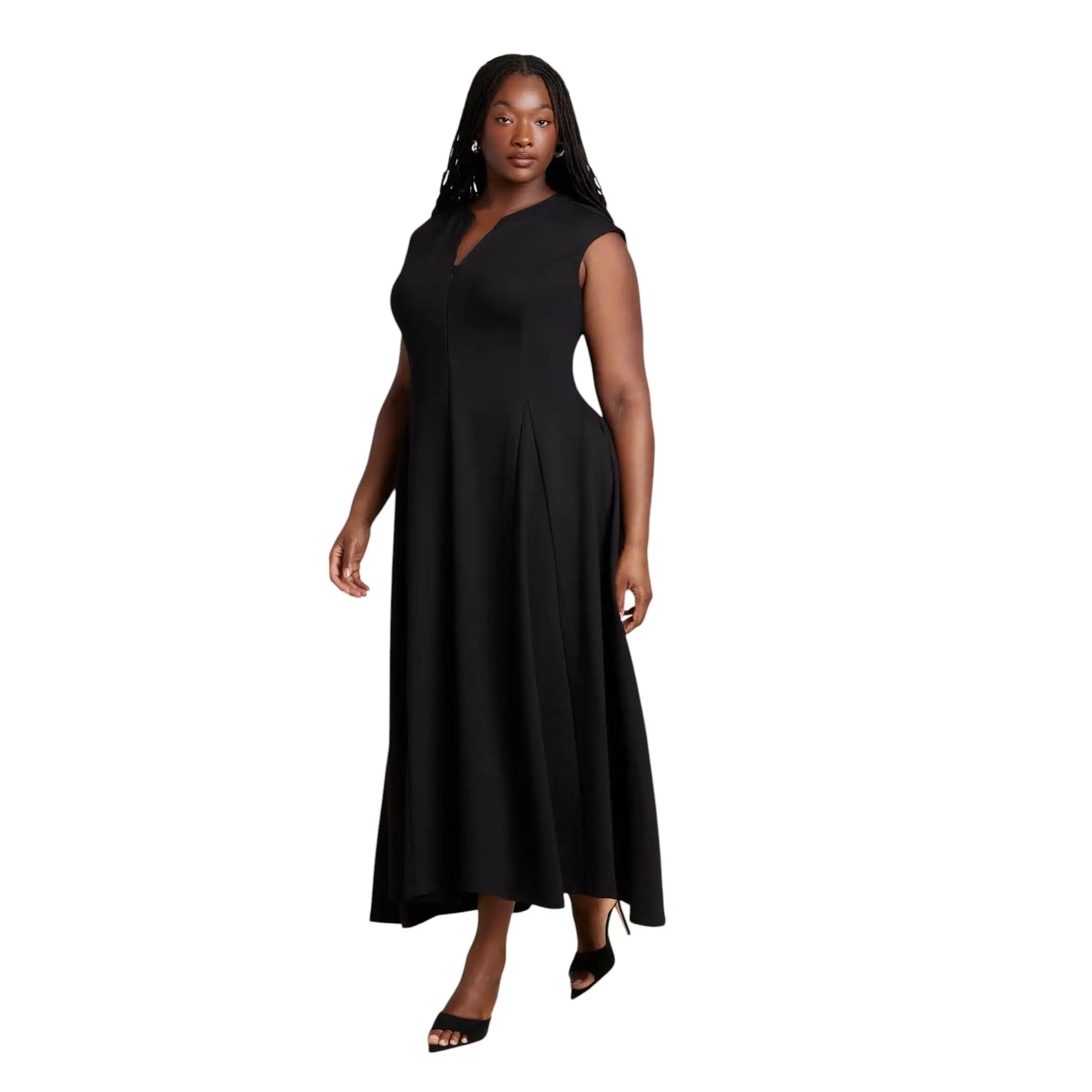 ELOQUII Women's Plus Size Notch Seam Detail Ponte Dress