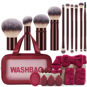 24PCS Makeup Tools Set: 1pc Multi-Functional Zipper Toiletry And Cosmetic Bag Waterproof,10PCS Makeup Brush Set,3PCS Makeup Sponges,3PCS Mini Makeup Sponges,3PCS Triangle Powder Puffs,1pc Hairband,2PCS Hand Bowl Strap,1pc Makeup Brush Cleaning Tools
