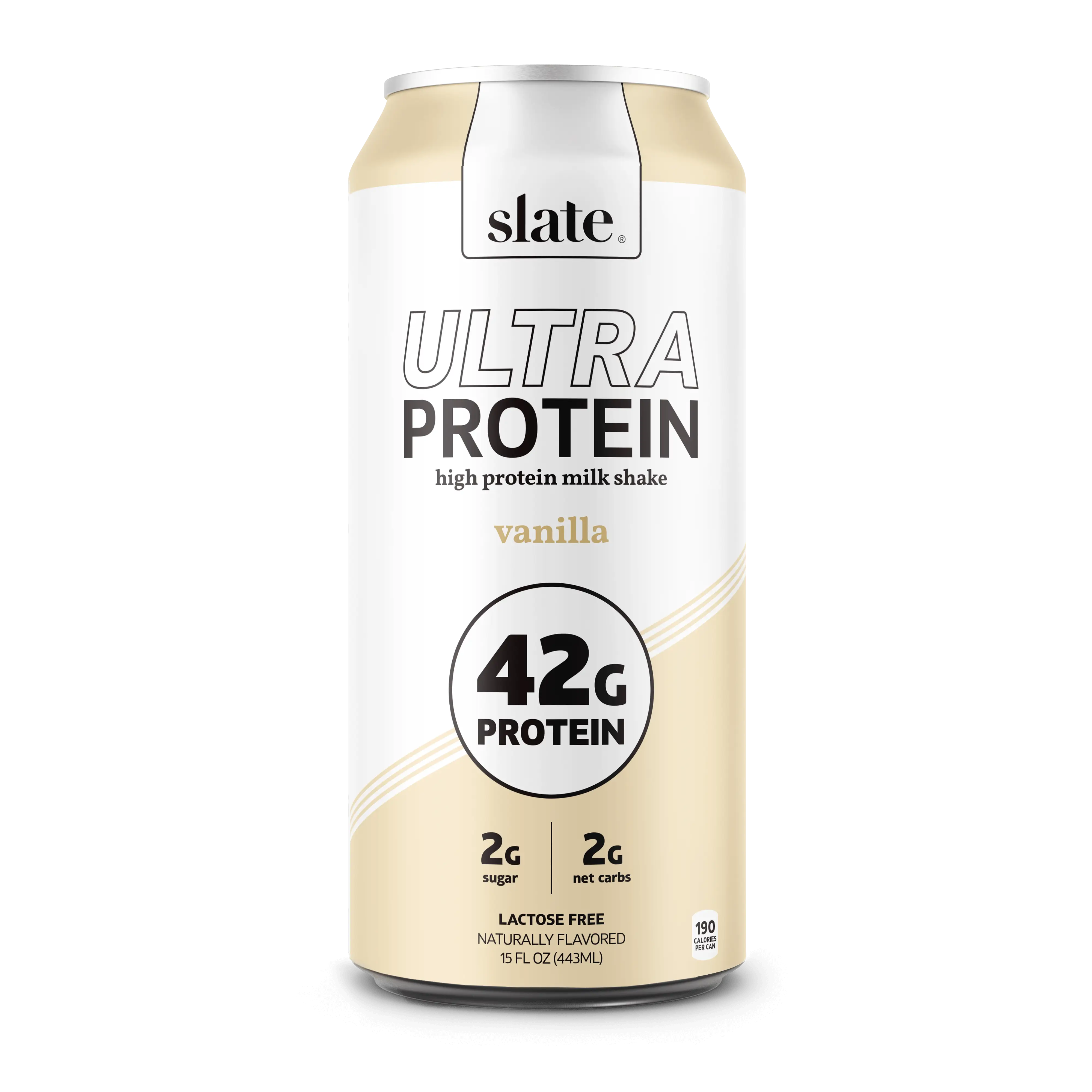 Slate Milk - Ultra High Protein Shake - Vanilla - 42g Protein, 2g Sugar, 190 Calories, 2g Net Carbs - Lactose Free - Post Workout - 15 fl oz
