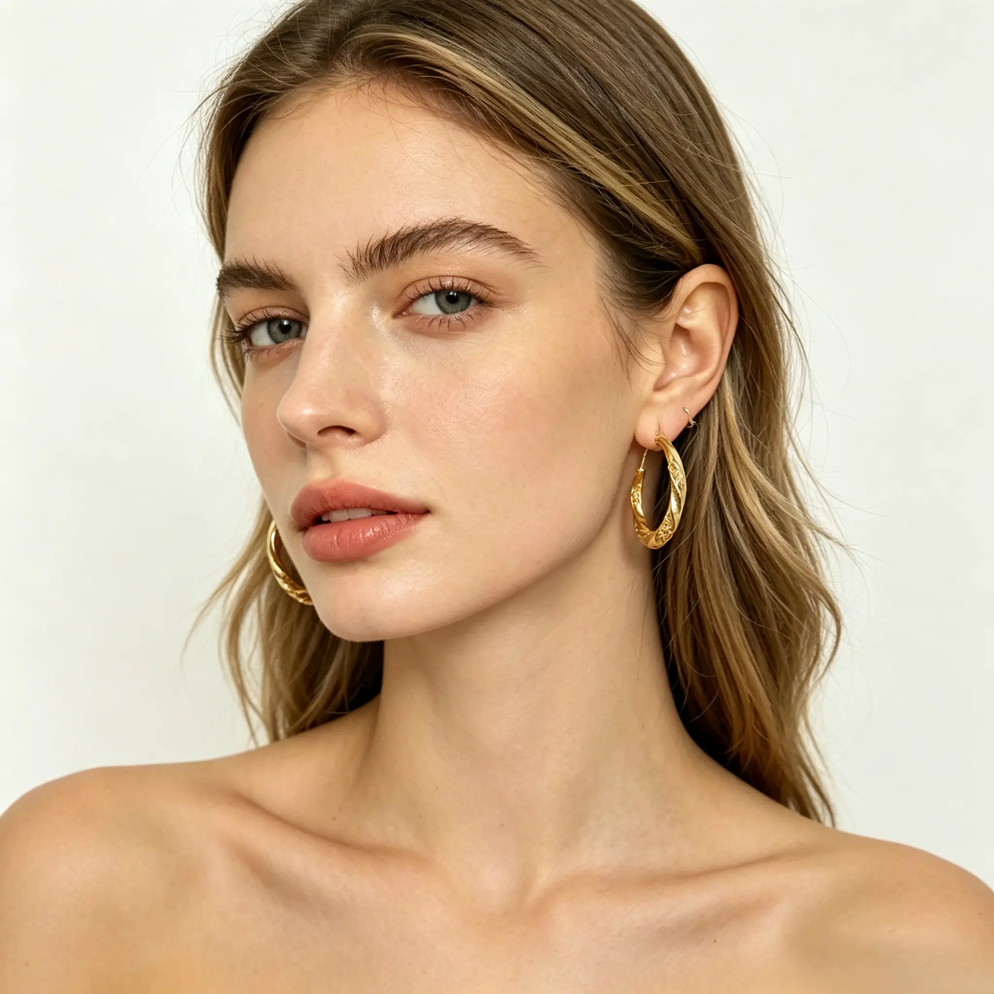 Women's Fashion Twisted Textured Chunky Silhouette Hoop Earrings - 14K Gold & White Gold 2-Tone Plated, Lightweight, Hypoallergenic, Modern Statement Costume Jewelry for Daily & Party Wear, Ideal Birthday Gift
