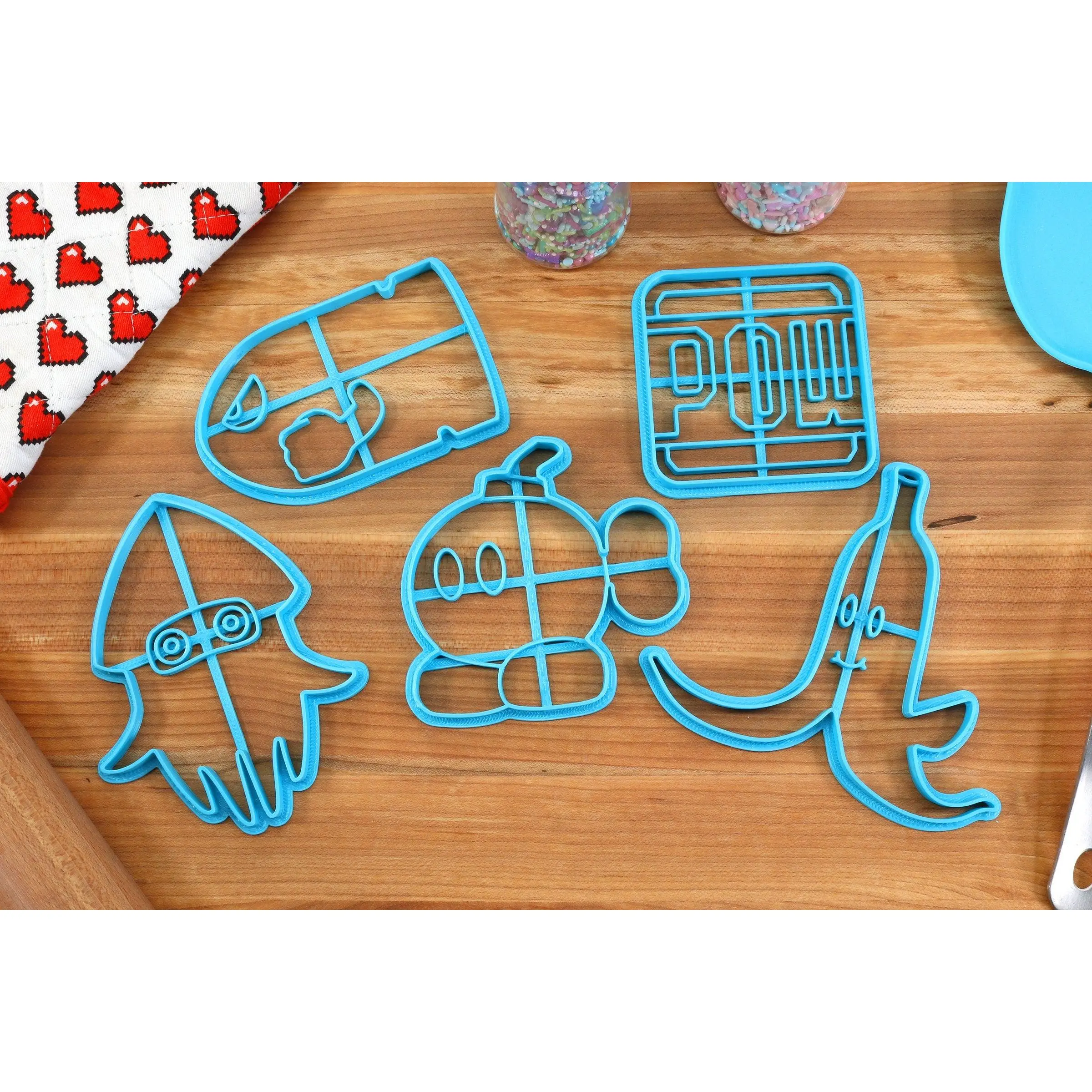 Mario Kart Cookie Cutters - Banana, Blooper, Bob-Omb, Bullet Bill, Pow Block