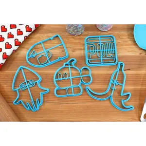 Mario Kart Cookie Cutters - Banana, Blooper, Bob-Omb, Bullet Bill, Pow Block