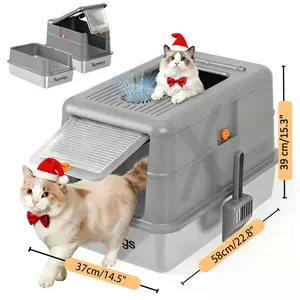 Topyangs XL Flip-top Cat Litter Box Stainless Steel 20L with Lid,  XL Large Metal Litter Box High Sided Design,Anti-Urine Leakage, Include Cat Litter Scoop, NeverAbsorbsOdors, EasyCleaning, Non-Sticky#TikTokShopBlackFriday&CyberMonday