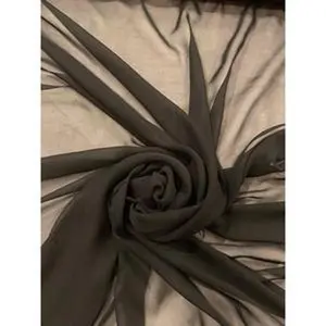 Black silk georgette fabric, 44” wide, sold by the yard